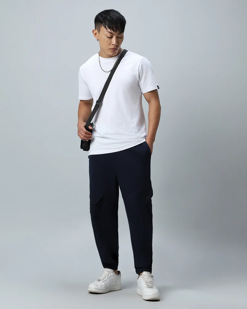 bewakoof  Men's Blue Oversized Cargo Warm Joggers for Men | Best Price UAE